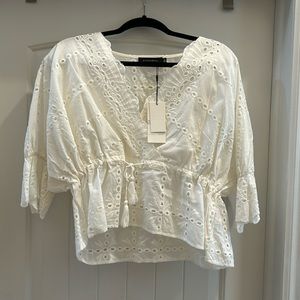 White cotton eyelet top L